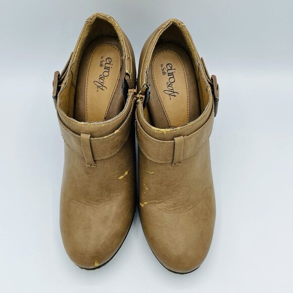 EuroSoft Womens Shoes Size 9 M Brown by Sofft Slip-on Zip Heels Ankle Booties - Picture 4 of 10